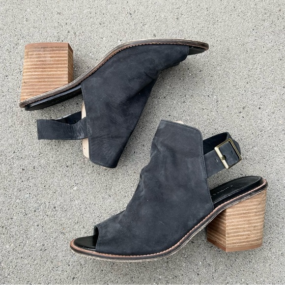 Chinese Laundry Open Toe Heel Sandal Black Suede - Picture 1 of 7